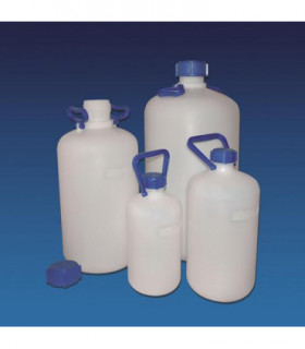 BOTTLE-STORAGE N/N HDPE, 10LT, Neck 52.5mm int, 62.5mm ext, 1 HANDLE, 210mm D, 425mm H