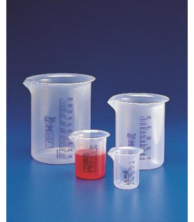 BEAKER BLUE GRAD PP, 100ml, Sub. 5ml, 51mm D, 72mm H, Tol +/- 10%