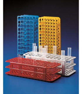 TEST TUBE RACK-UNIVERSAL PP, 13mm D HOLES, YELLOW, 90 PLACE, 105x246x64mm